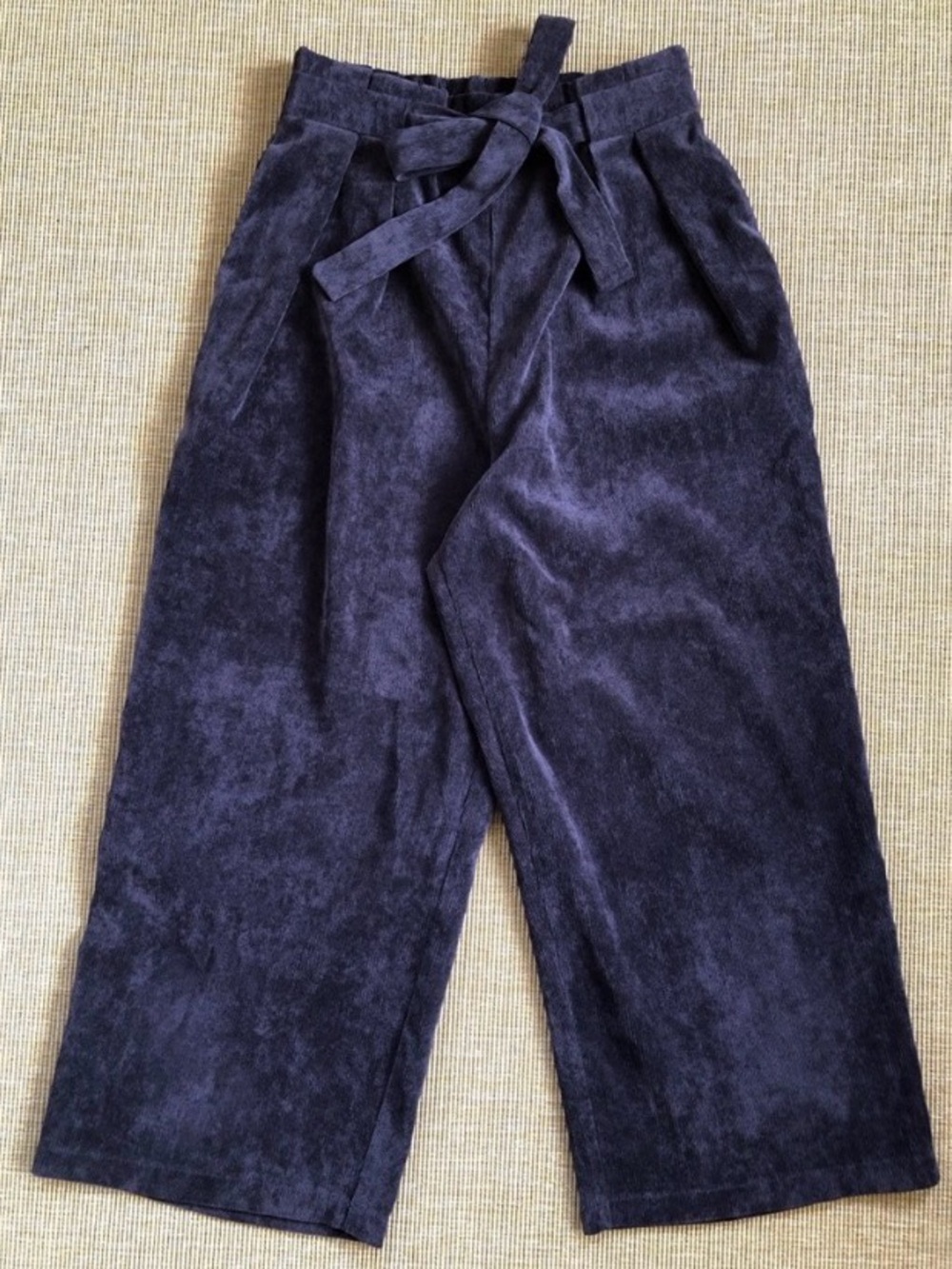 Everly Anthropologie Blue Corduroy Cropped Crop Wide Leg Pants Paper Bag Small S